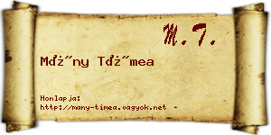 Mány Tímea névjegykártya
